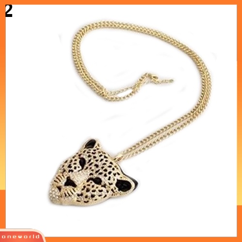 [WONE] Fashion Retro Vintage Keren Berongga Leopard Kepala Liontin Kalung Perhiasan Unisex