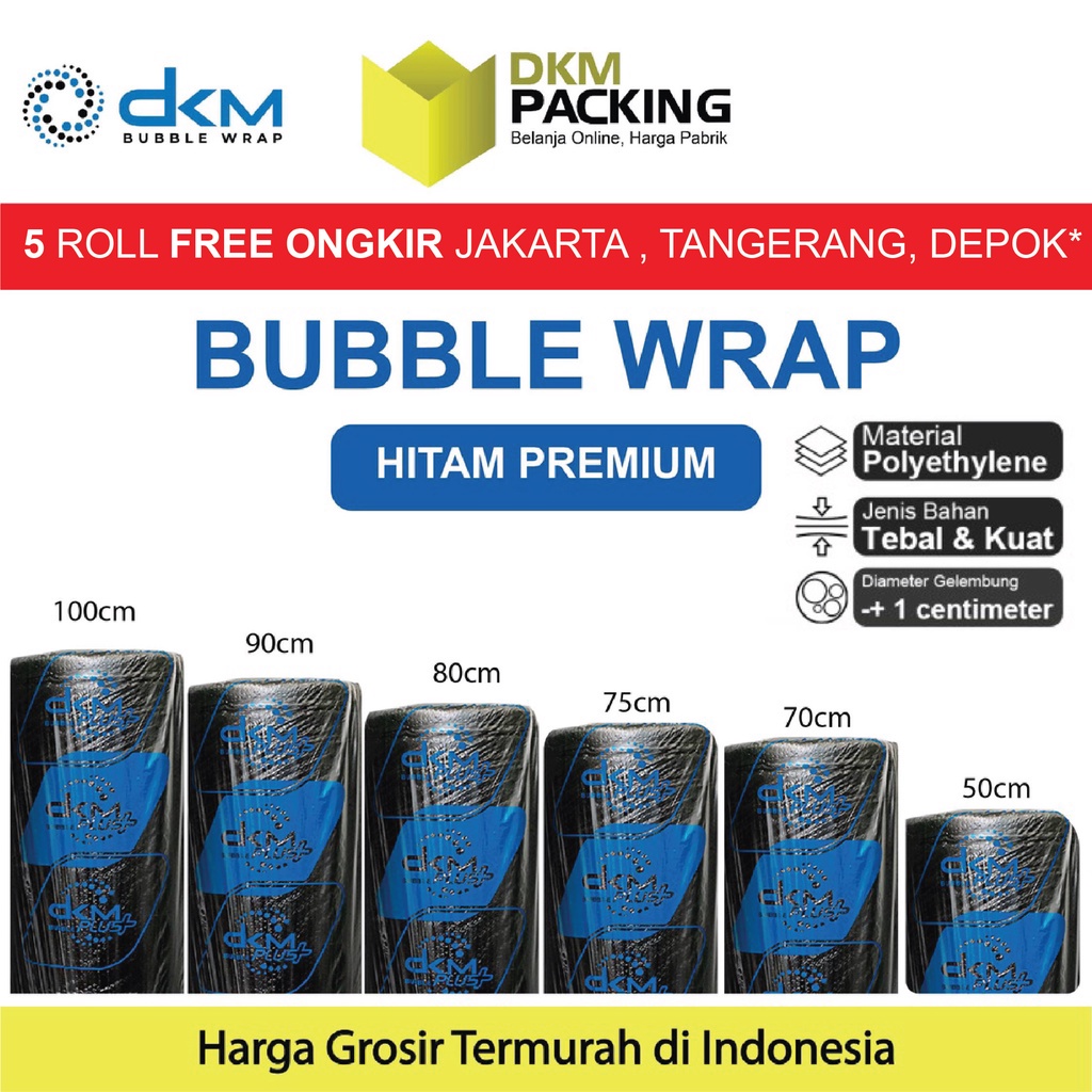 

Plastik Bubble Wrap Hitam Premium 50M TEBAL DKM+ Bubblewrap