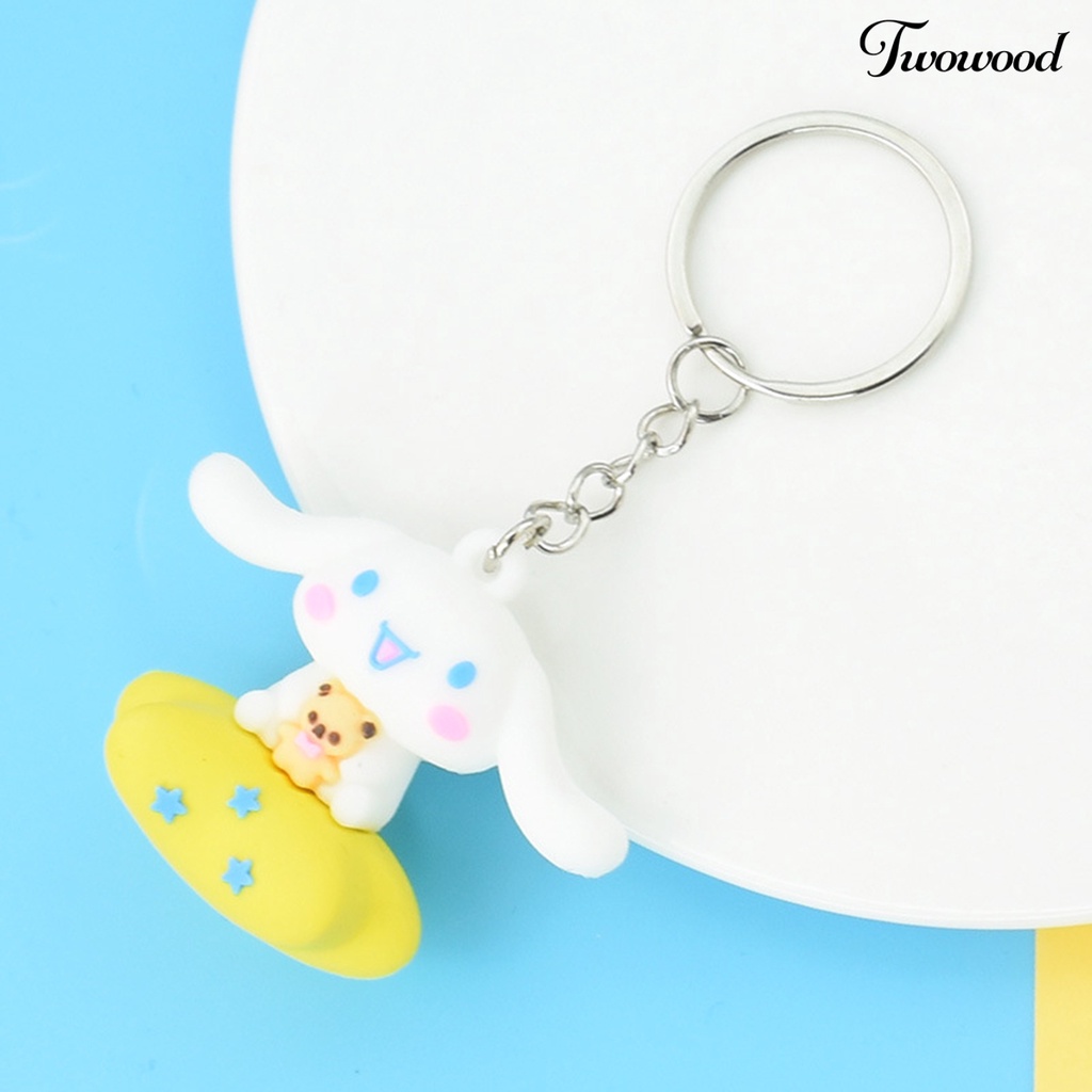 Twowood Rabbit Gantungan Kunci Serbaguna Bentuk Kartun Hewan Tiga Dimensi Realistis Look Hias Hadiah 3D Bunny Key Ring Pendant Wanita Pria Perhiasan Untuk Handbag