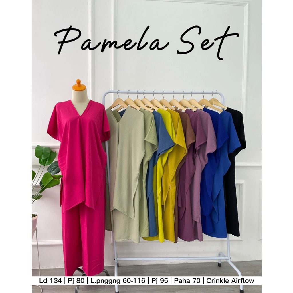 PAMELA SET - ONE SET CRINKLE SETCEL CRINKLE LENGAN PENDEK ONESET MUSLIM ECER GROSIR