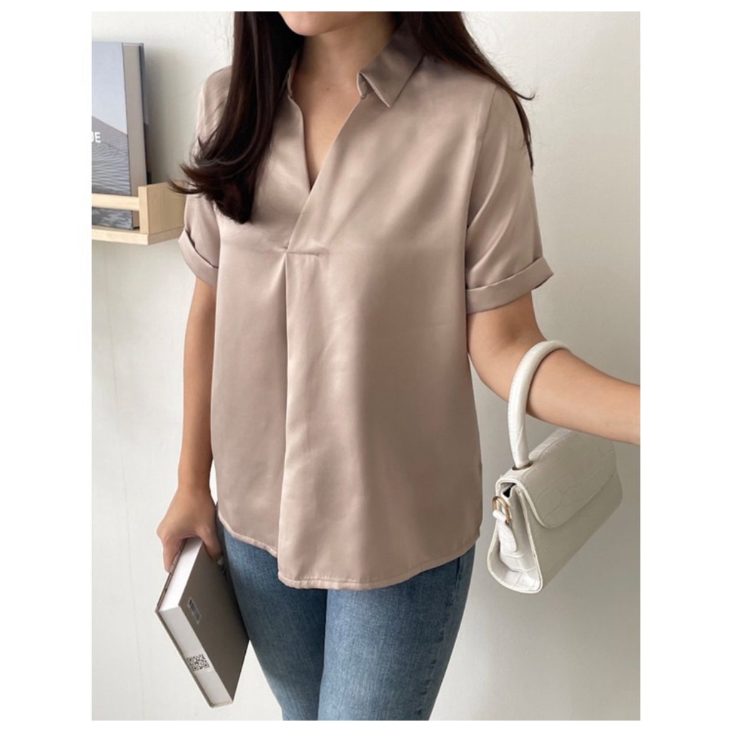 (COD) OH Fashion Trili Blouse V-neck Wanita #2980