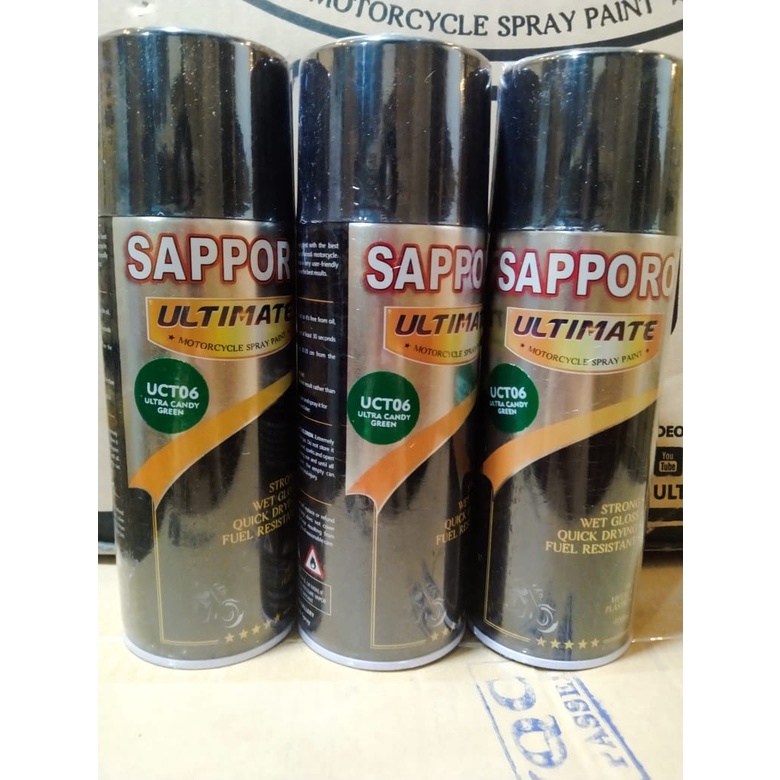 cat spray pilok pilox cat semprot sapporo ultimate saporo UCT06 ultra candy green candytone hijau bening hijau 400ml