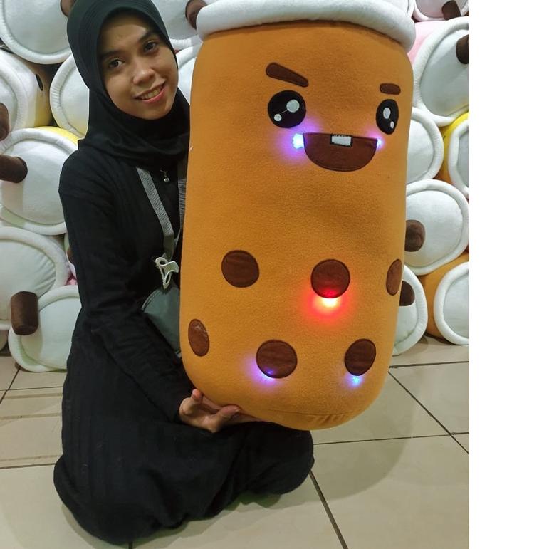 [SQ6]Boneka boba bts bt21 super jumbo 70cm LED LAMPU  / bantal boba milk label SNI termurah harga re