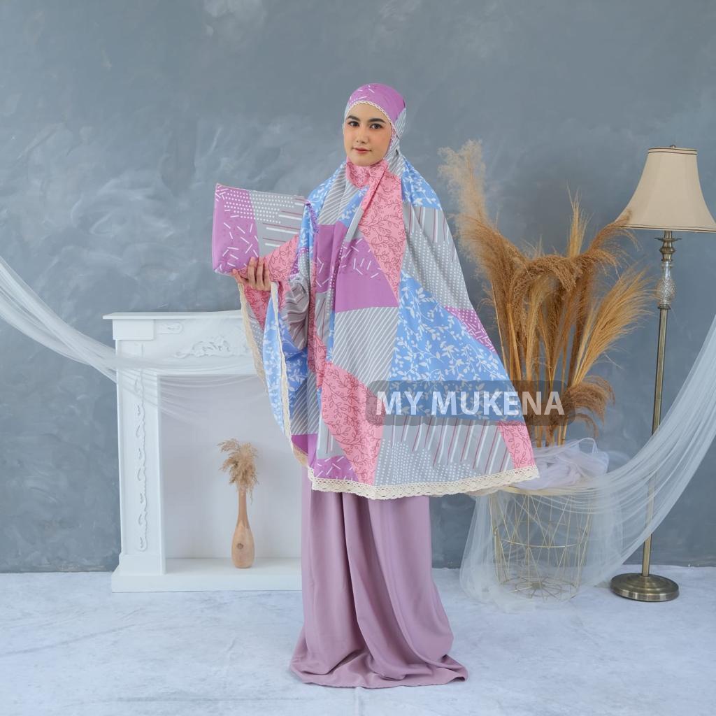 Mukena Dewasa Rayon Renda Motif Cantik Mewah Mukenah 2in1 Jumbo Premium