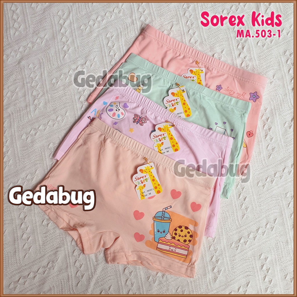 6 pc Boxer Sorex Kids MA 503 Motif Happy Me Boba | Celana dalam anak Super soft CD SOREX SK MA 503 | Gedabug