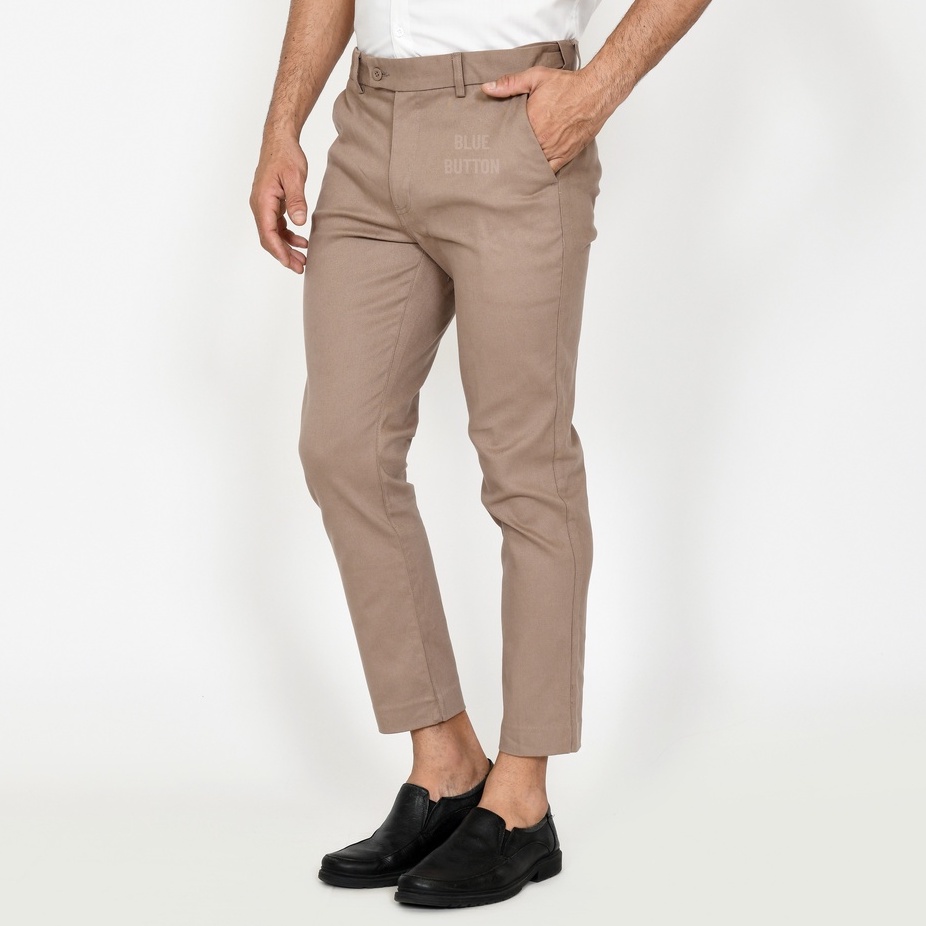 BlueButton Celana Chino Ankle Pants Slim Fit Cream