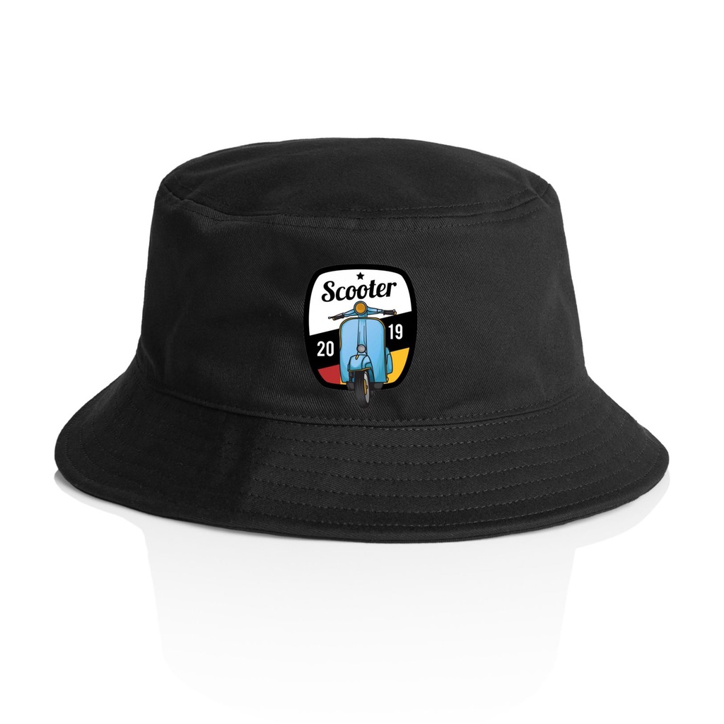 Topi Pria Bucket Hitam Logo Vespa