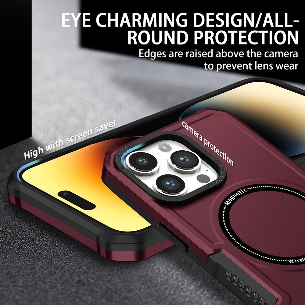 Casing 3in1 Armor Magnetik 3in1 Untuk Iphone14Plus13 14 Pro Max 11 12 Pro Max Shockproof Case Cover Super Anti Jatuh iPhone