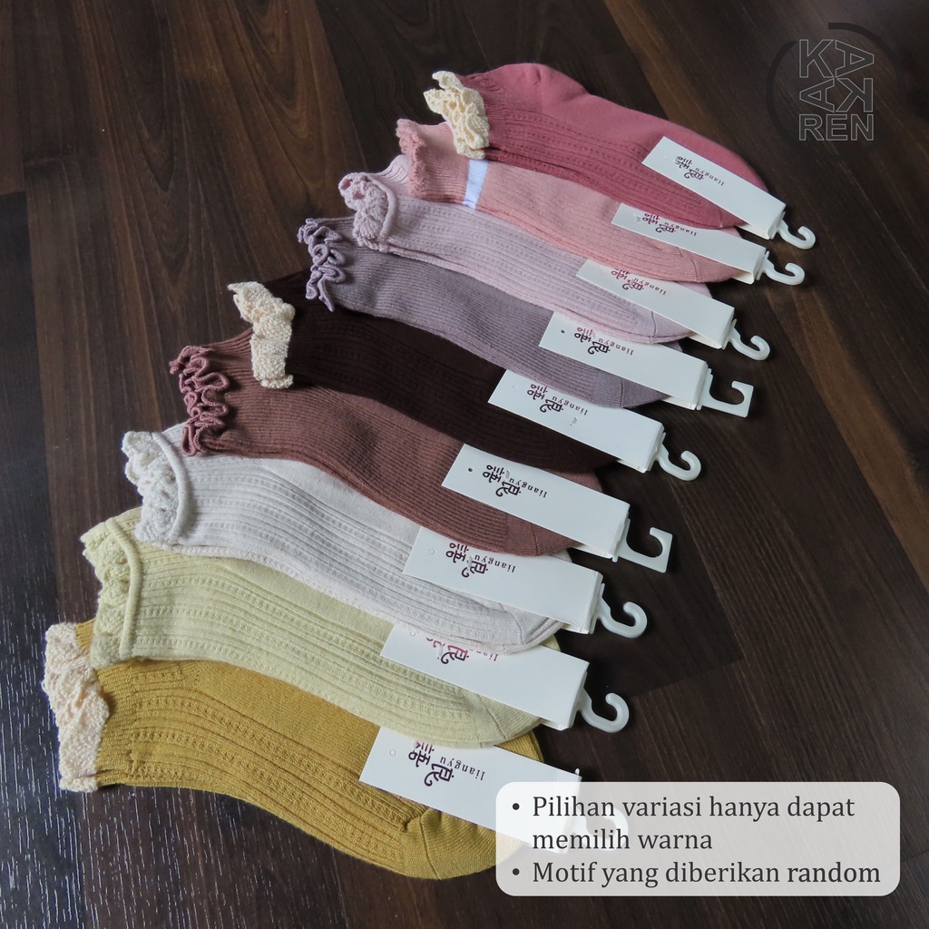 Kakaren Kaos Kaki Mata Kaki / Ankle Shabby Chic Aksen Renda Warna Warni