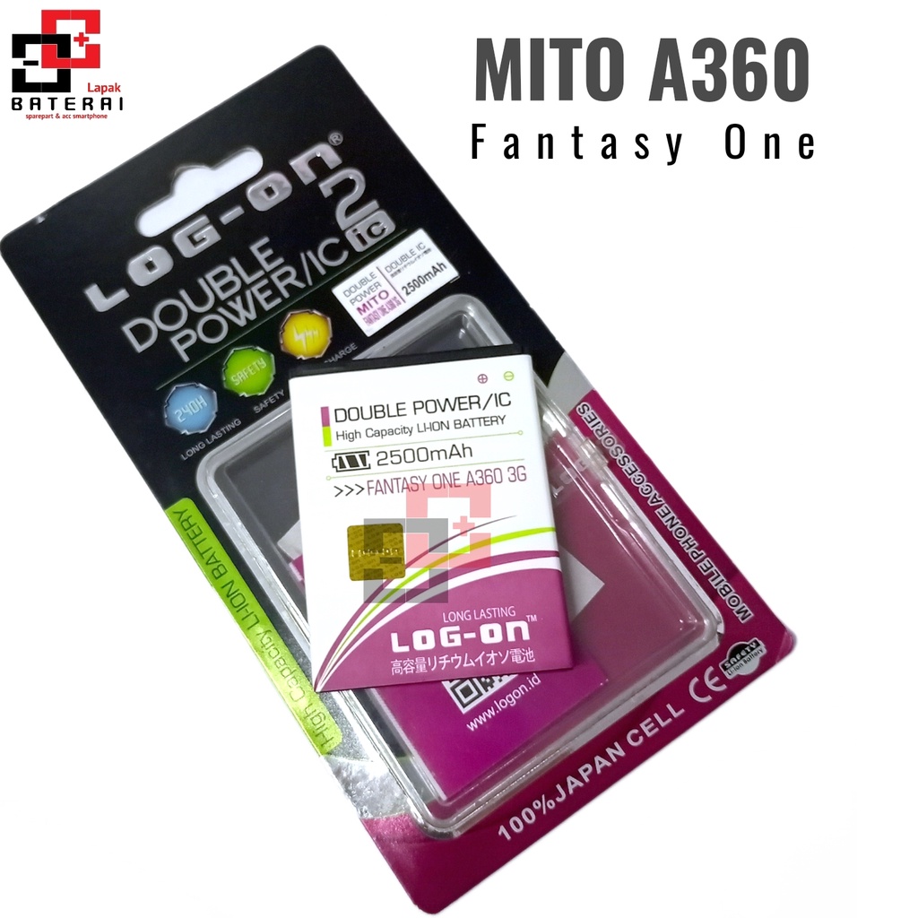 LOG - ON Baterai Mito A360 Fantasy One BA00104 Double IC Protection Battery Batre