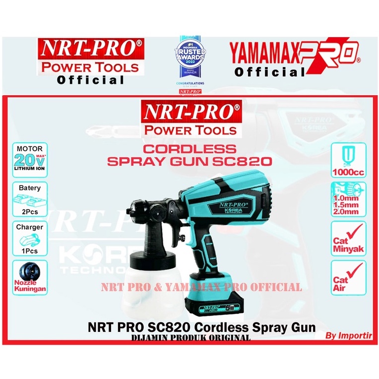 NRT PRO SC820DC Spray Gun Cordless 20V Alat Semprot Cat Baterai SC820 DC / SC 820DC / DC 820 DC