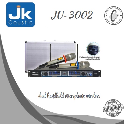 JK Coustic JU3002 Dual Microphone Wireless Mic Handheld Original JU-3002