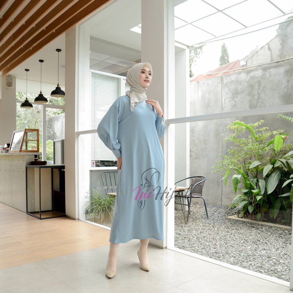 Ini Hijab - Gamis Babyterry / Dress Babyterry Lengan Balon / Lea Dress Babyterry