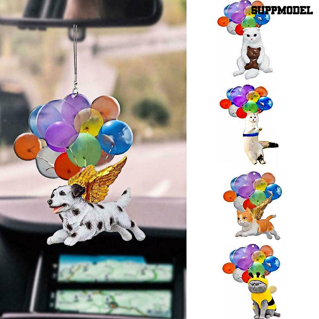 [Dekorasi] Balon Warna-Warni Ornamen Lucu Dekorasi Interior Mobil Akrilik Kucing Anjing Hiasan Gantung Untuk Kendaraan