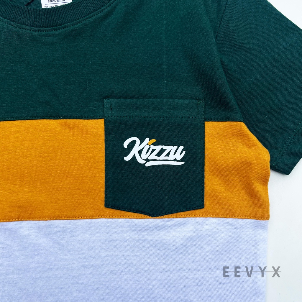 Kizzu Baju Kaos Aplikasi Distro Anak Laki Laki Umur 1-12 Tahun Bahan Cotton -Aplikasi Kantong - Eevyx Store