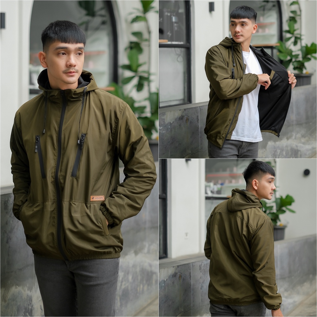 Jaket Wp Taslan Hoodie Pria Waterproof Anti Air