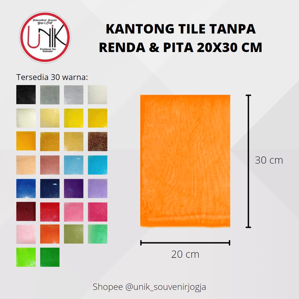 Kantong Tile Souvenir Tanpa Serut 20x30 cm