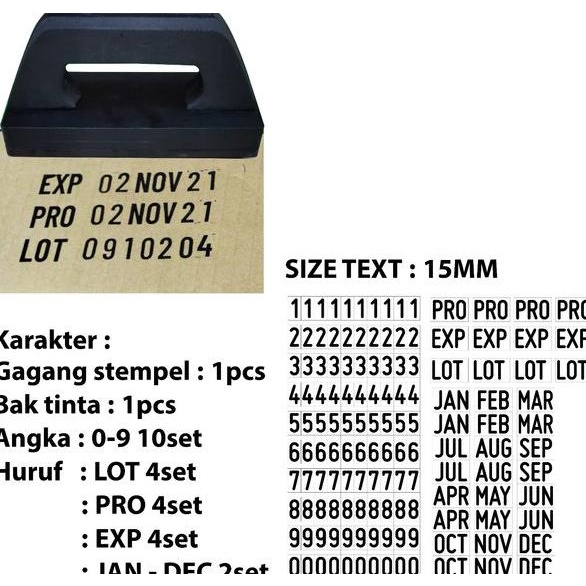 

Terlaris Jual Stempel Jumbo Stempel Kode Produksi Stempel Bongkar Pasang EXP 15mm Termurah
