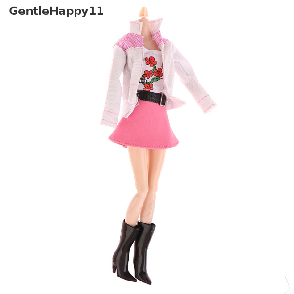 Gentlehappy 4pcs/Set Jas+Rompi+Rok+Boots Boneka Daily Suit Pakaian Fashion Untuk Boneka 30cm id