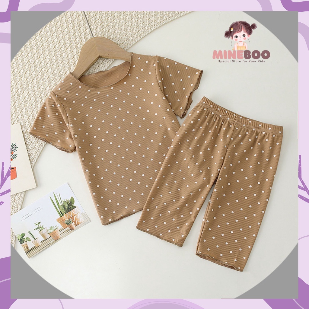 mineboo - SET POLKA RIBB 0-7tahun Piyama dua potong/pakaian kasual untuk anak/baju tidur anak/pakaian anak import