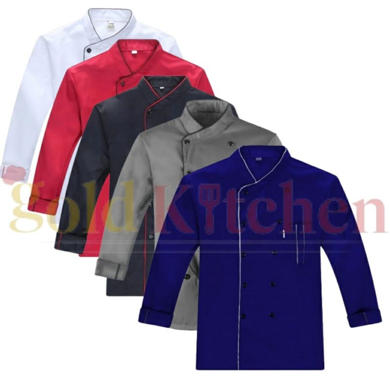 Kemeja kerja Baju koki jacket/Kameja Chef lengan panjang