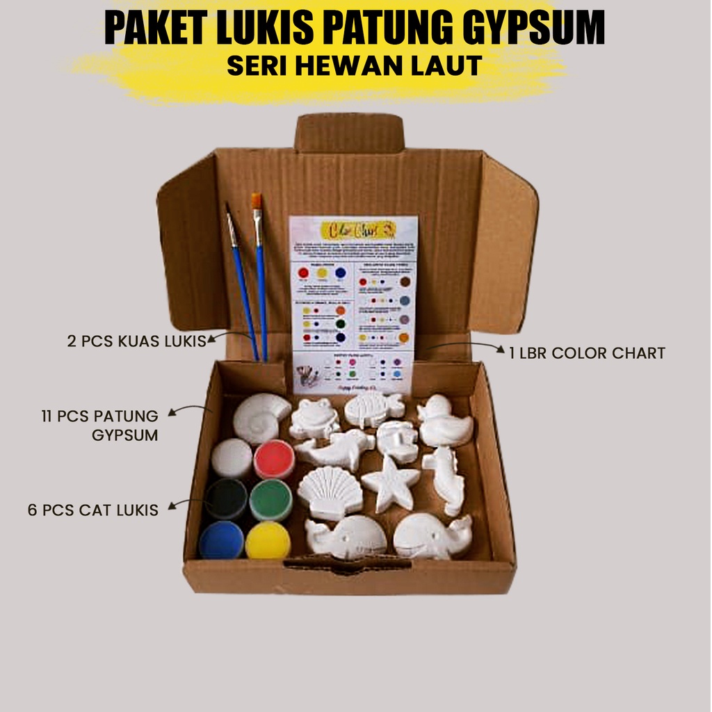 

RK Mainan Edukasi Anak Paket Melukis Mewarnai Patung Gipsum Set Alat Lukis Lengkap Kuas Cat Air
