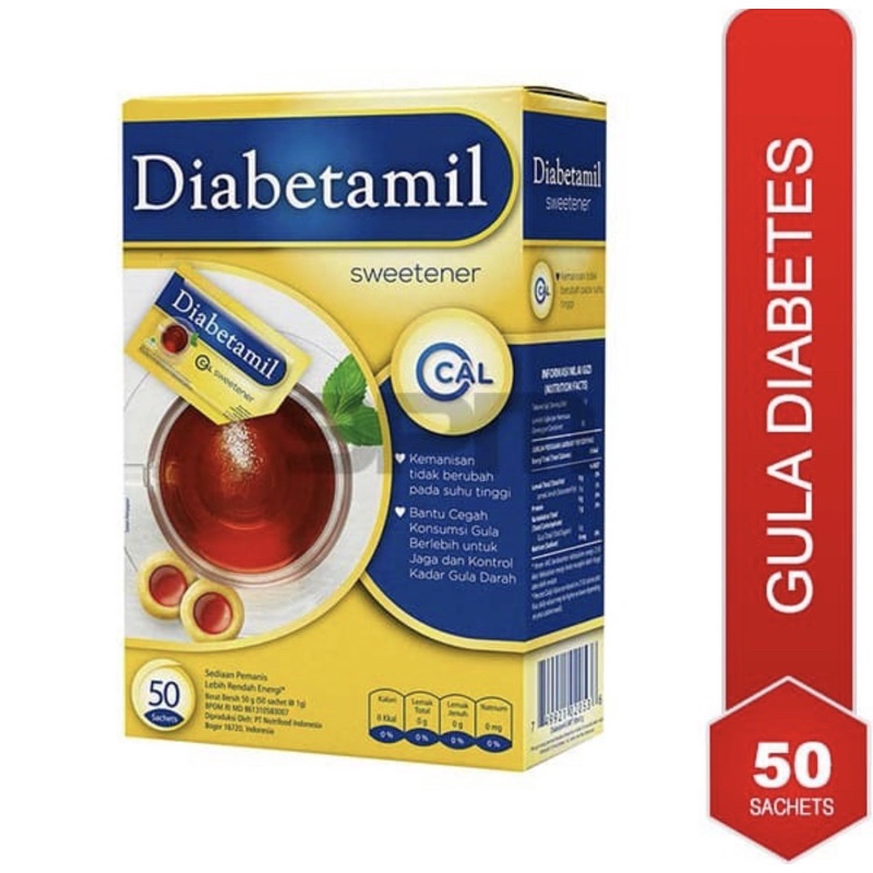 Diabetamil sweetener 50 sachet ( pemanis 0 kalori )