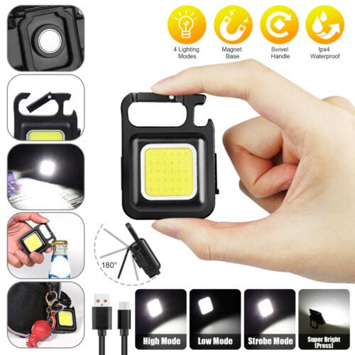 Aluminium lampu mini Cob keychain bisa di gantung , senter LED portable light ,outdoor / camping