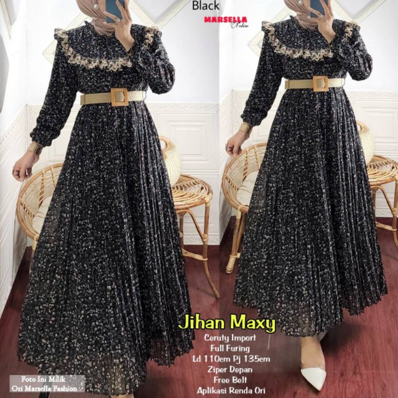 JIHAN MAXY BY MARSELA//DRES WANITA MUSLIMAH BAHAN CERUTY PREMIUM//BAJU KONDANGAN WANITA
