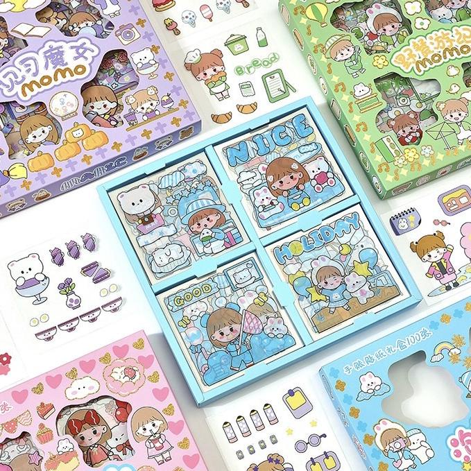 

[N-Y2Y-✉] Stiker Kotak Sticker Box isi 100 Lembar Momogift_viral