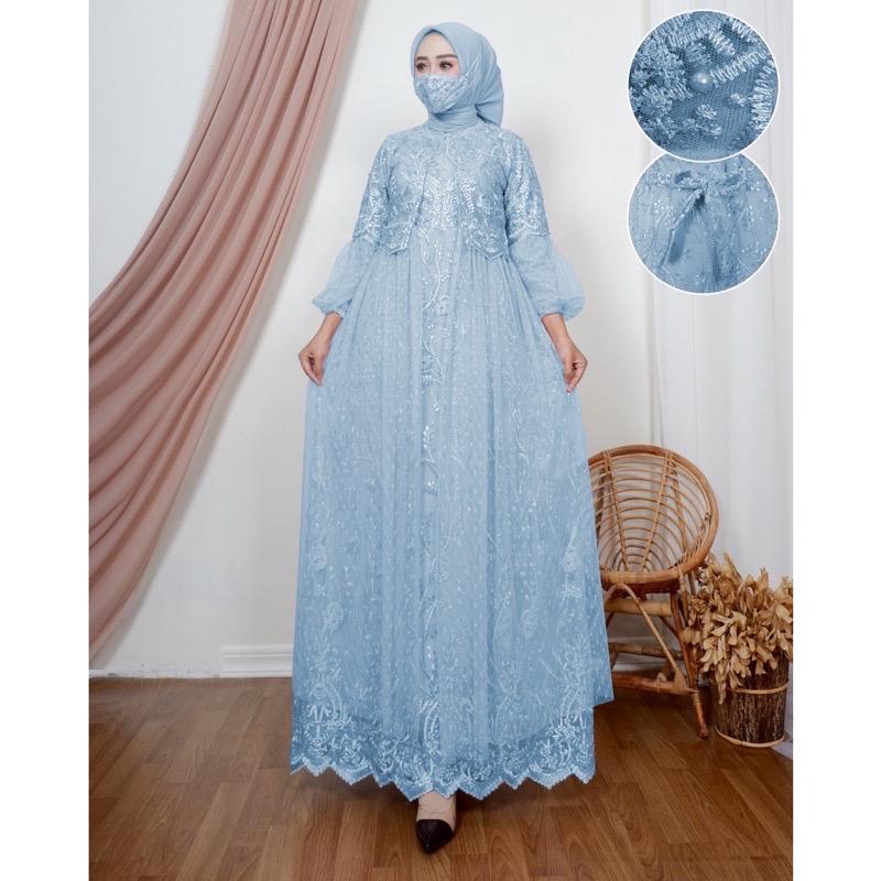 GAMIS BUSUI MODEL ROMPI/GAMIS BRUKAT  TILE DOT MUTIARA LAPIS VELVET