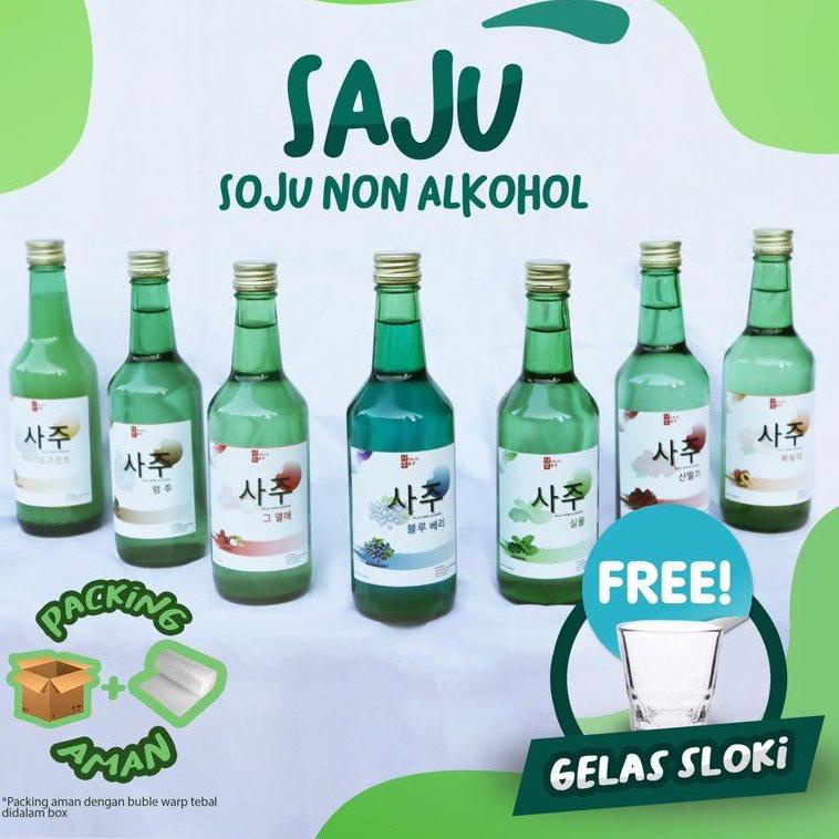 

ㅏ MINUMAN SOJU/ MOJISO SOJU/ SOJU HALAL NON ALKOHOL 100% HALAL , FREE GELAS SLOKI い