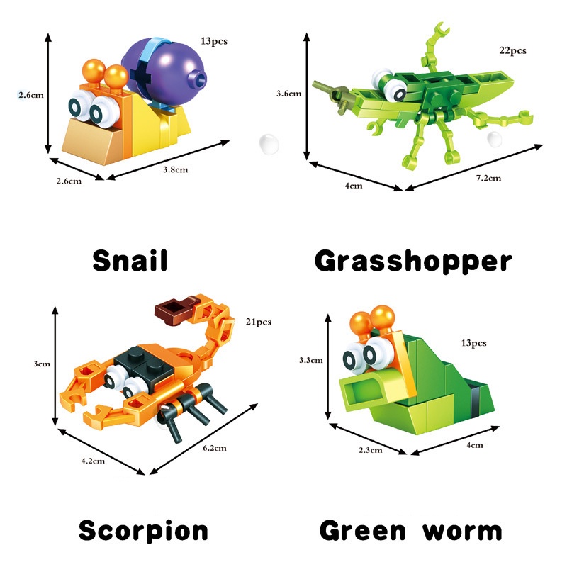 Ready✨Cheap building blocks/blok bangunan serangga/Animal Kingdom / Blok Mainan - Hewan