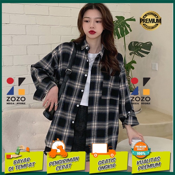 KEMEJA FLANEL WANITA KEMEJA KOTAK KOTAK KASUAL WANITA