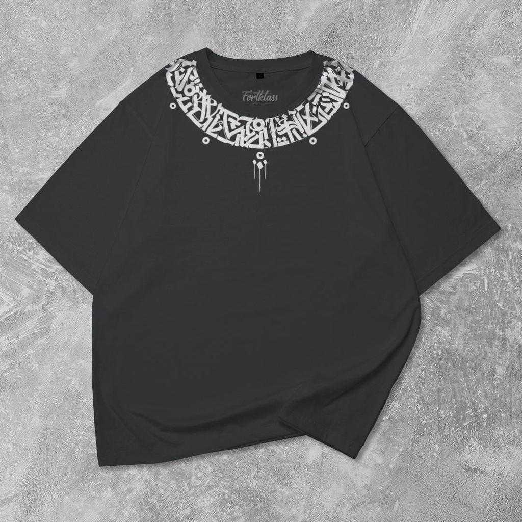 Fortglass Caligraphy Kaos Oversize T-Shirt Cowok Premium