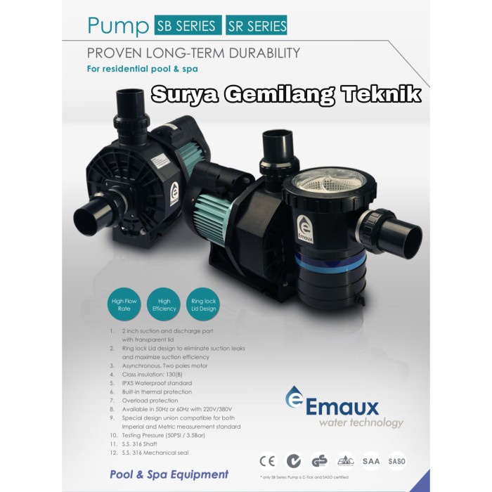 Pompa Kolam Renang 1Hp Emaux Sb10 Mesin Pompa Air Kolam Emaux Sb 10 2"