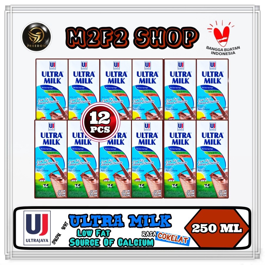 

Susu Ultra Milk Low Fat Source of Calcium Chocolate | Cokelat - 250 ml (Kemasan 12 Pcs)