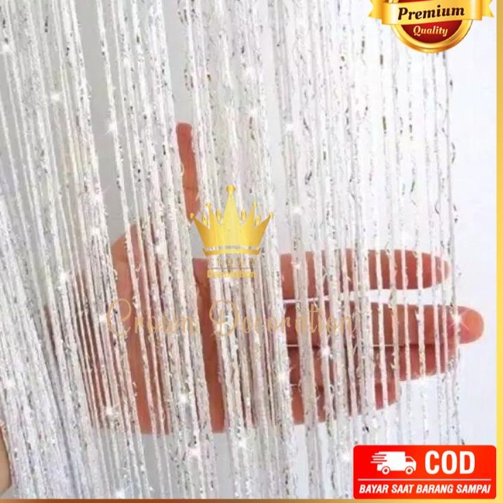 (♥C6369]  Tirai Putih Benang Glitter 1m x 2m Dekorasi Ruangan dan Dekorasi Pelaminan/bling bling/Rum