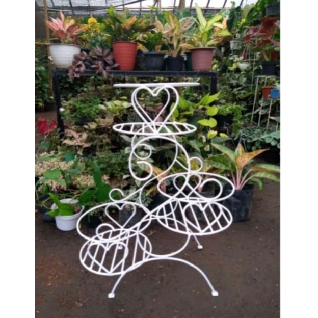 rak bunga rak tempat minuman rak pajangan bunga plastik hiasan dinding rumah rak susun vas bunga bej