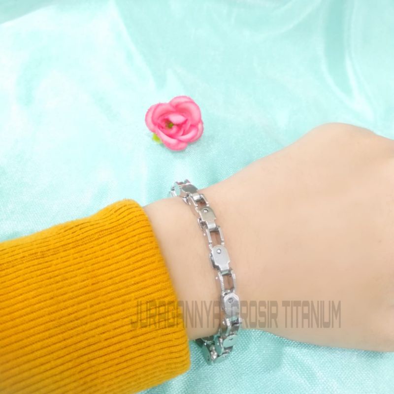 GELANG TITANIUM COWO TAMBANG LILIT MEWAH ANTI KARAT&amp;ANTI LUNTUR