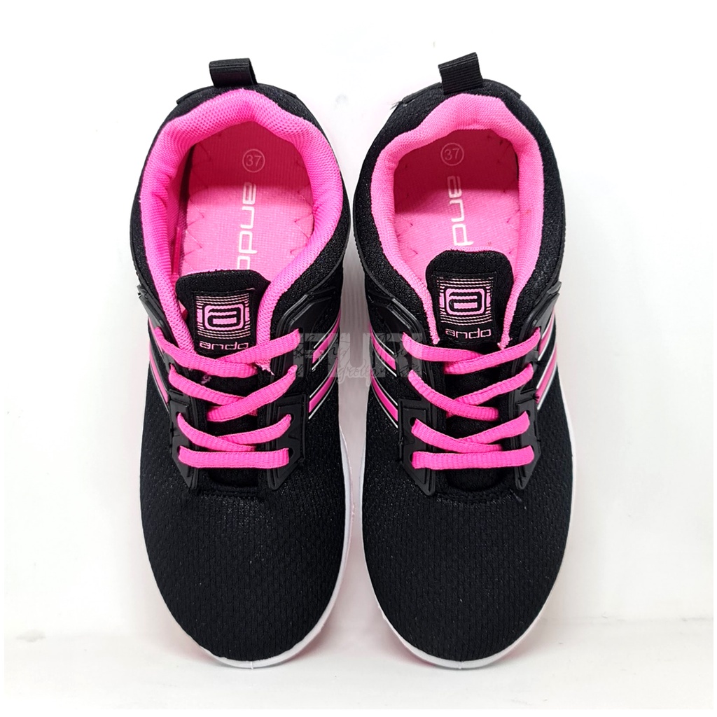 FIURI - ANDO - KAYLYN 37-40 HITAM PINK - SEPATU SNEAKERS SPORT KANVAS SOL KARET ANAK PEREMPUAN - SEPATU KETS TRENDY WANITA - SEPATU OLAHRAGA LARI FITNES SENAM KERJA KULIAH  BERTALI CEWEK MURAH PROMO DISKON BONUS KAOS KAKI