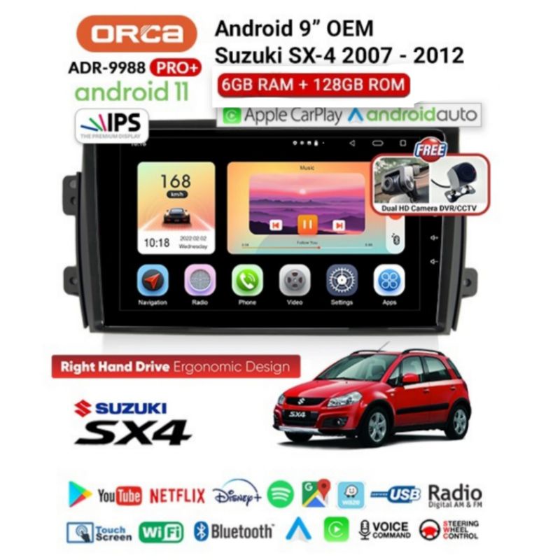 Head Unit Android 9&quot; Suzuki SX4 / X-OVER Android ORCA PRO G2 QLED RAM 6GB + ROM 128GB