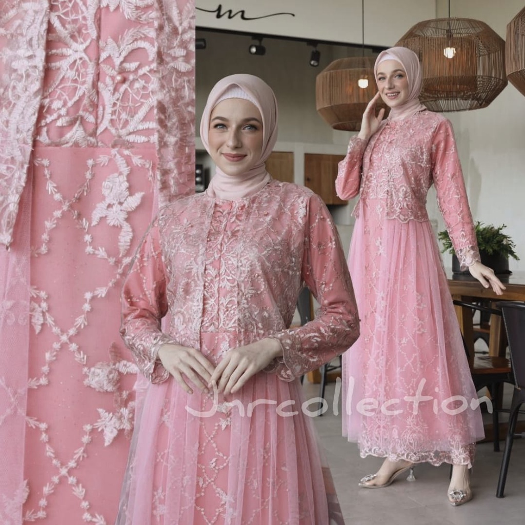 Gamis Davina Pesta Mewah / Gamis Brukat Kondangan / Gamis Busui Muslimah / Dress Couple Wanita / Maxi Gamis Brukat