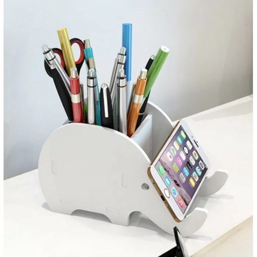 

[✅COD] Tempat rak pensil hias gajah DIY keranjang alat tulis kantor ATK bolpoint wpc vintage cantik