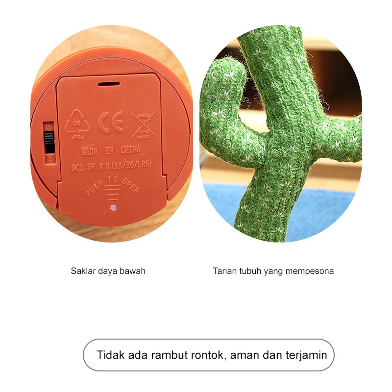 Holiven Cactus Toy Boneka Pintar Kaktus Joget Joged Goyang Bisa Ngomong Rekam Bicara Menari Dance Dancing