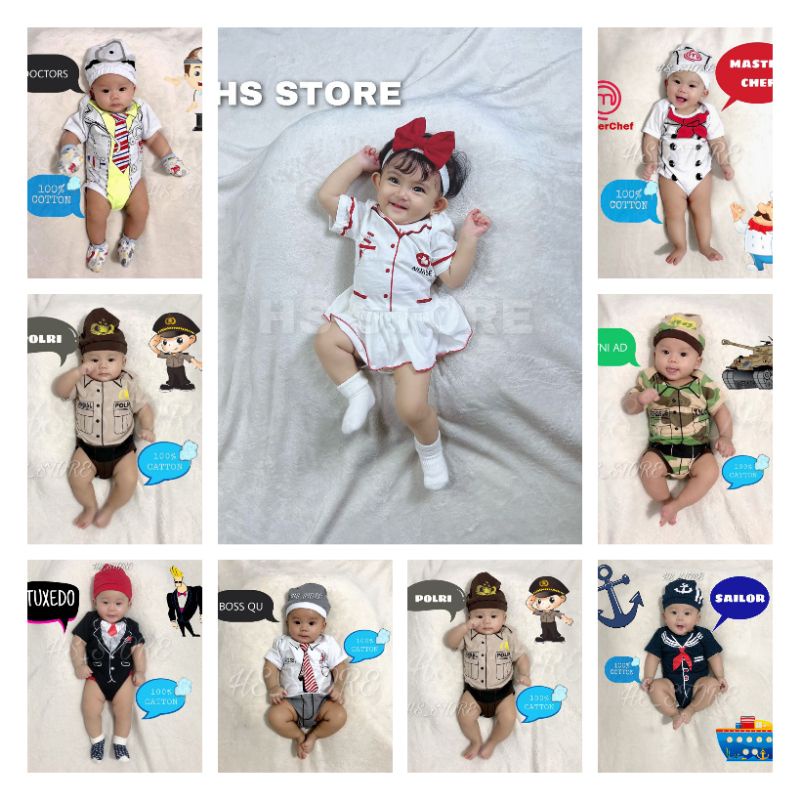 HARGA GROSIR ! JUMPSUIT PROFESI BABY / BAJU BAYI / BAJU BABY / JUMPER BAYI / KOSTUM BAYI TERMURAH !