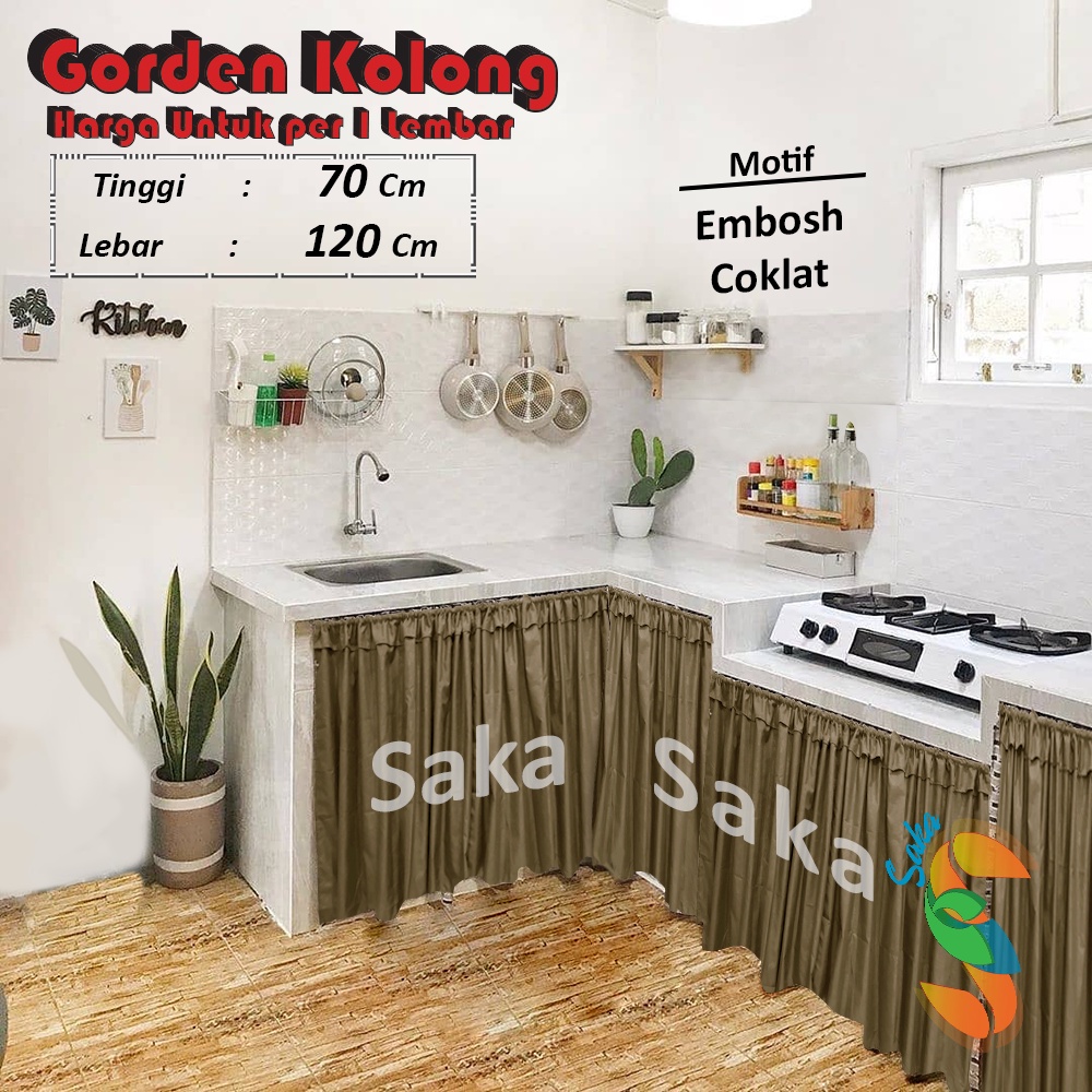 Gorden Kolong Dapur Minimalis Uk 100 x 70 cm + Bonus Tali Motif Kotak Kotak Polos Dan Minimalis