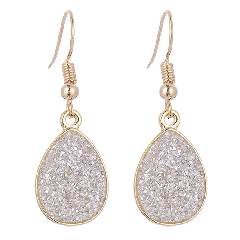 Chic Simulasi Druzy Earrings Tear Drop Menjuntai Anting