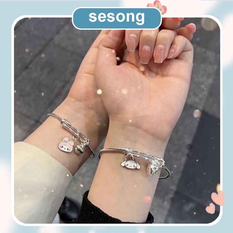 Gelang Kartun Wanita Cinnamoroll Dog Kuromi Sahabat Pasangan yang Dapat Disesuaikan Fashion Korea SS