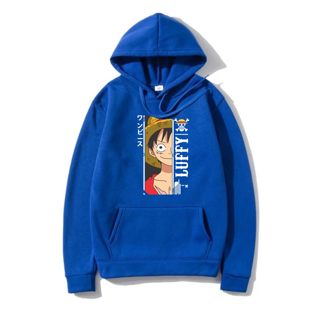 LUFFY ANIME Jumper Hoodie II  Sweater Hoodie Anime Trendy II Sweter Oblong Topi Sz M - XL ( Pria &amp; Wanita / Anak &amp; Dewasa )